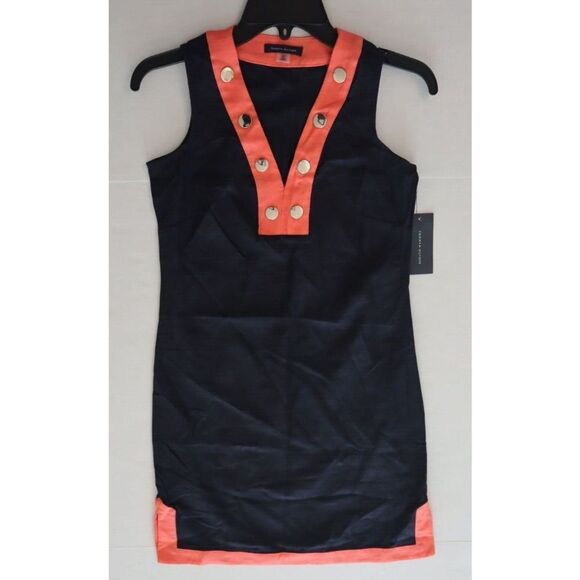 Tommy Hilfiger Petite Sz 0 (XXS) Blue/Pink Colorblocked Linen Shift Dress $109 - Picture 9 of 10